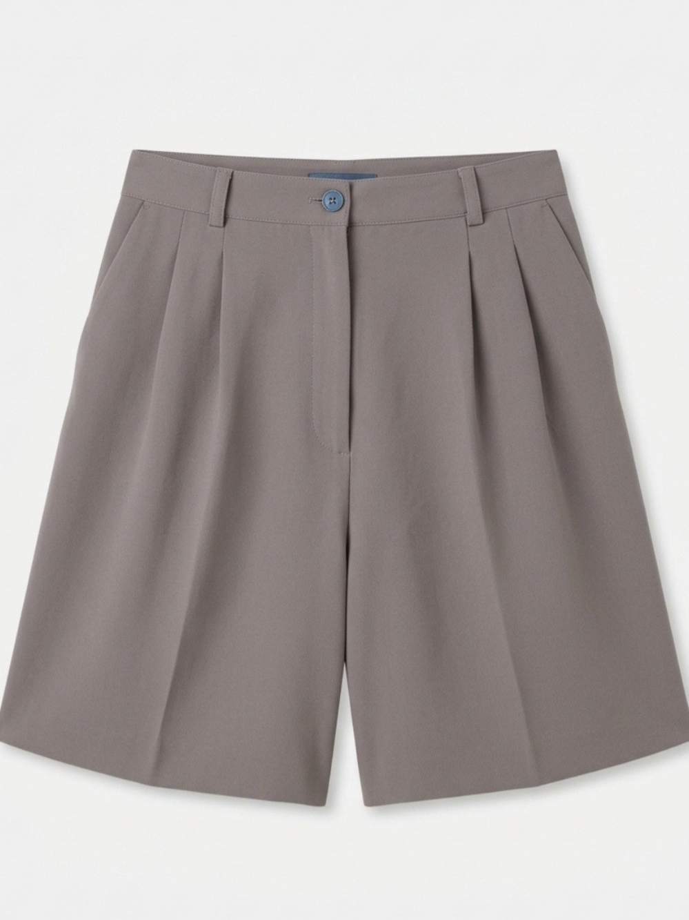 Pleated Taupe Bermuda Shorts